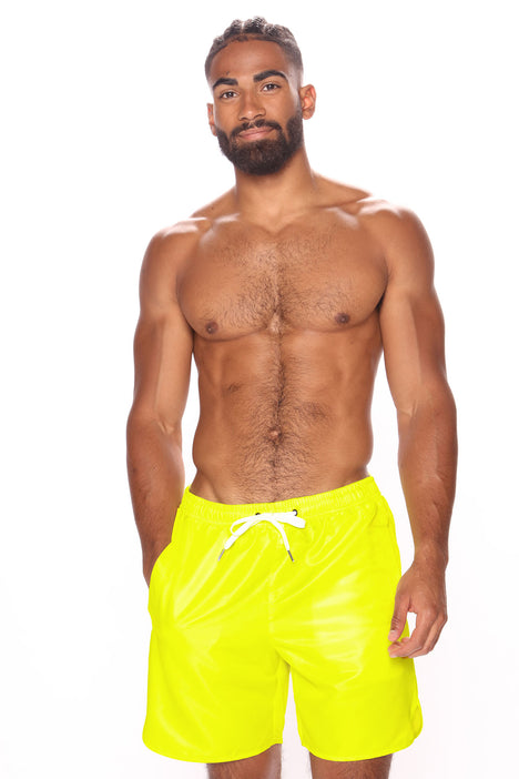 Neon yellow shop swimming trunks