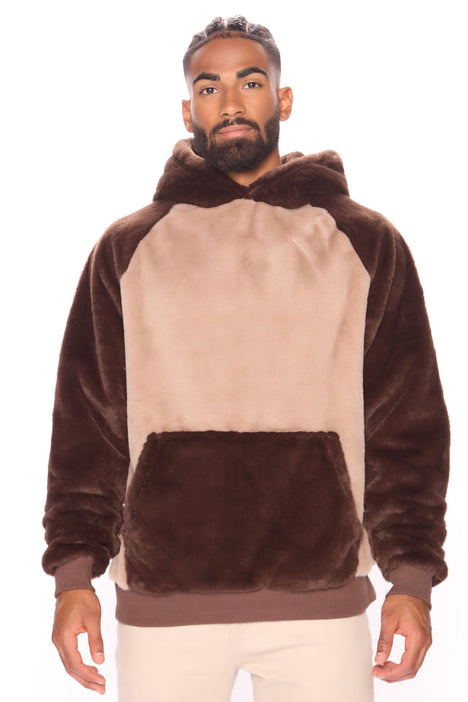 Cozy Colorblock Hoodie Brown Combo