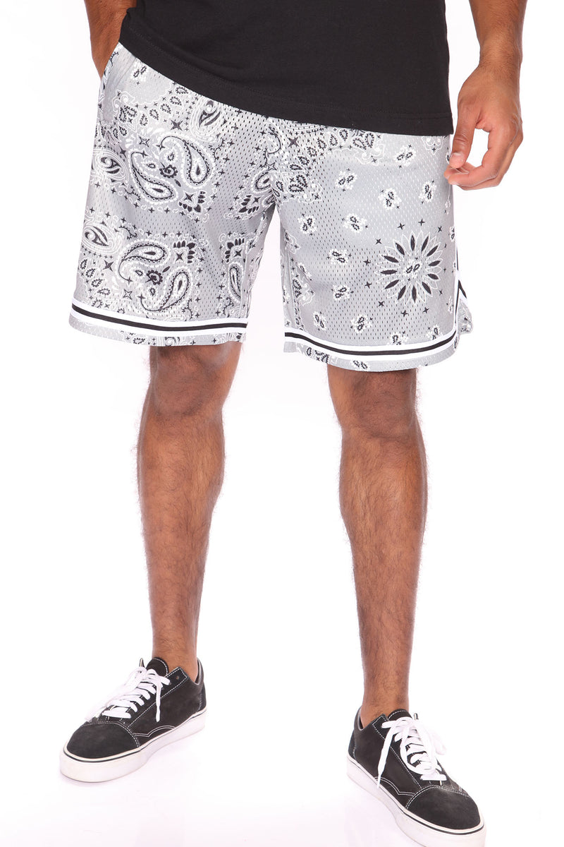 Paisley Mesh Shorts Grey Fashion Nova, Mens Shorts Fashion Nova