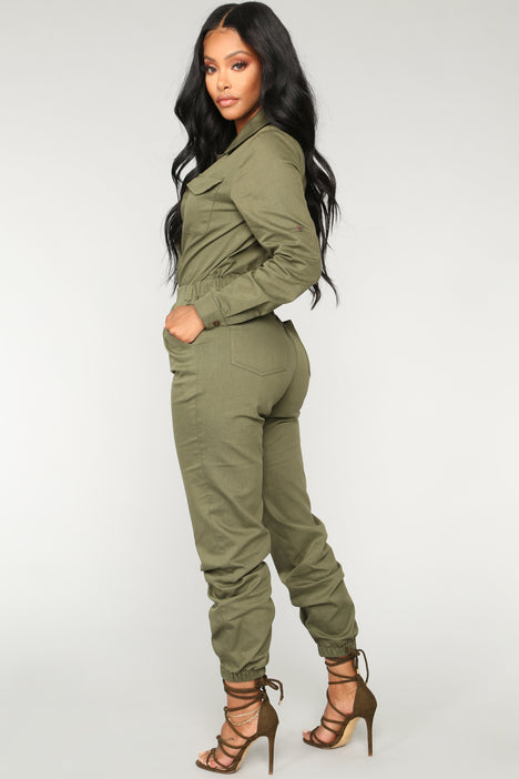 Olive green jumpsuit fashion nova new arrivals
