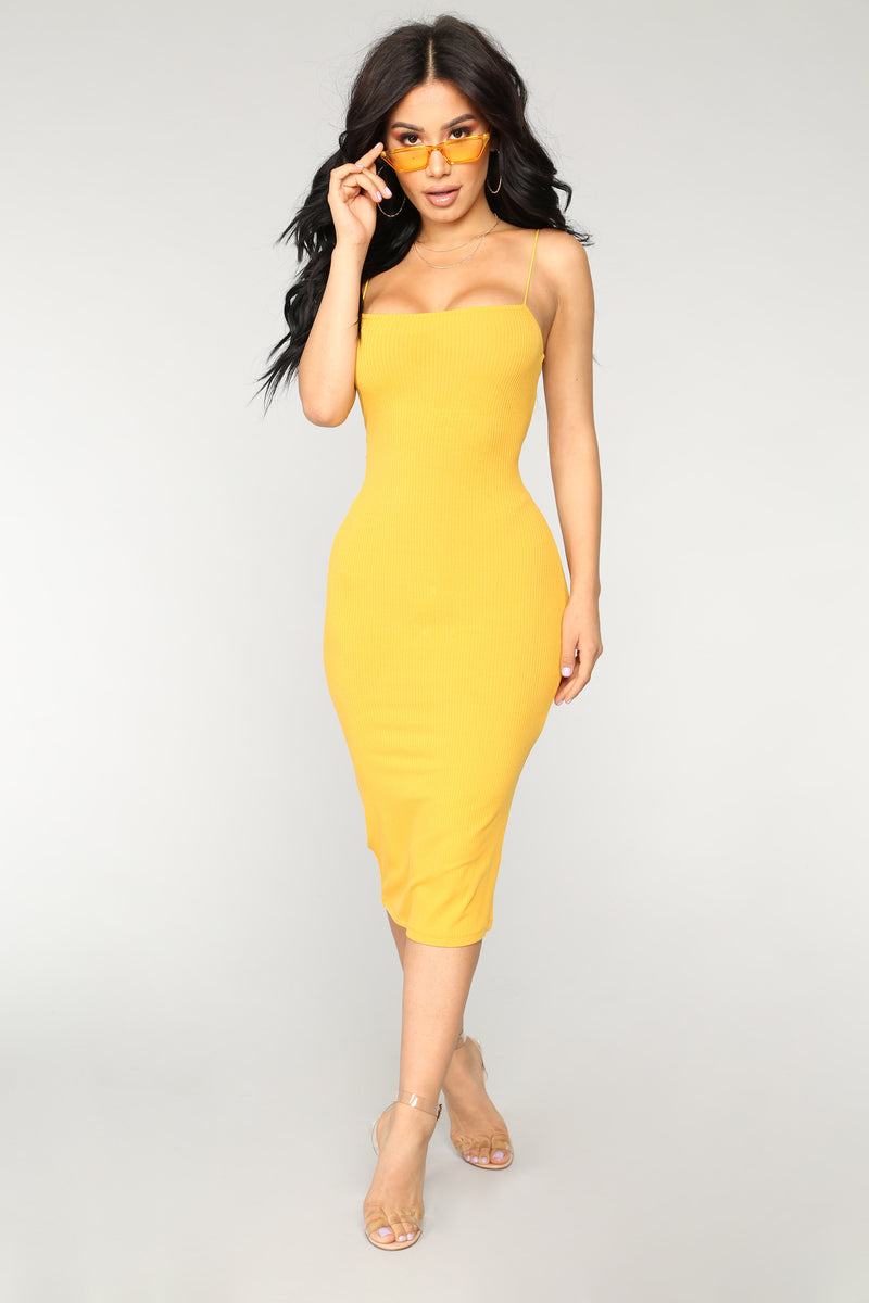 Saylor Rib Midi Dress - Mustard | Fashion Nova, Dresses | Fashion Nova