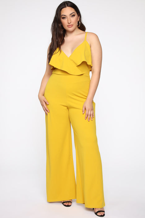 Yellow jumpsuit fashion nova sale