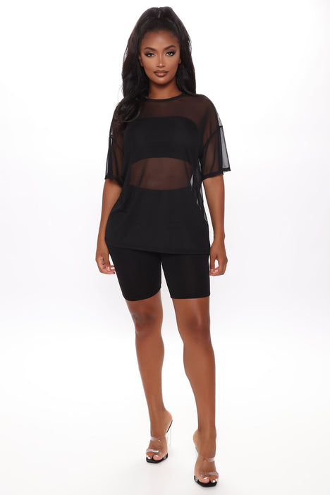 Nice And Clear 3 Piece Biker Short Set Black Fashion Nova