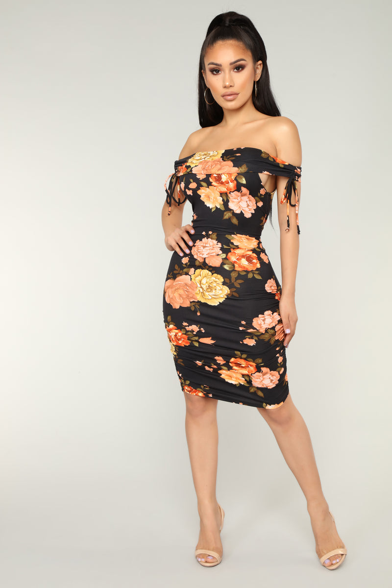 Sweet Little Flower Ruched Dress - Black | Fashion Nova, Dresses ...