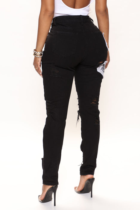 Black ripped jeans fashion nova sales