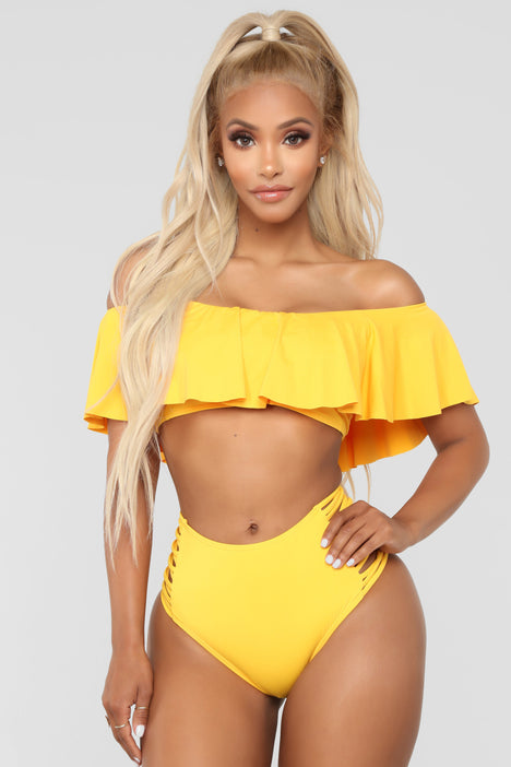 Yellow new arrivals ruffle swimsuit