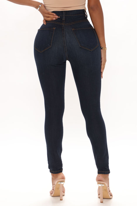 Classic High Waist Skinny Jeans Dark Denim