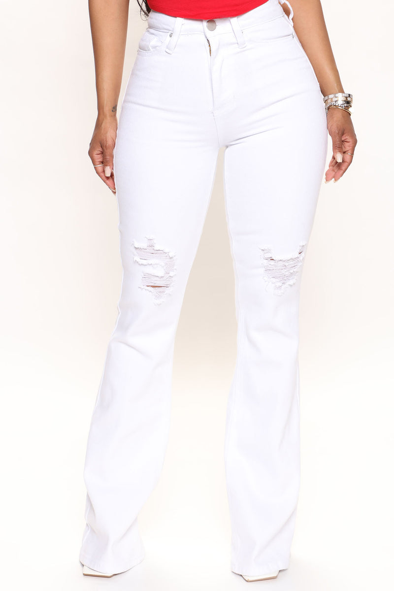 Off The Grid High Rise Flare Jeans - White | Fashion Nova, Jeans ...