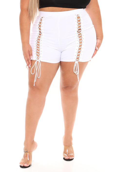 White tie up shorts new arrivals