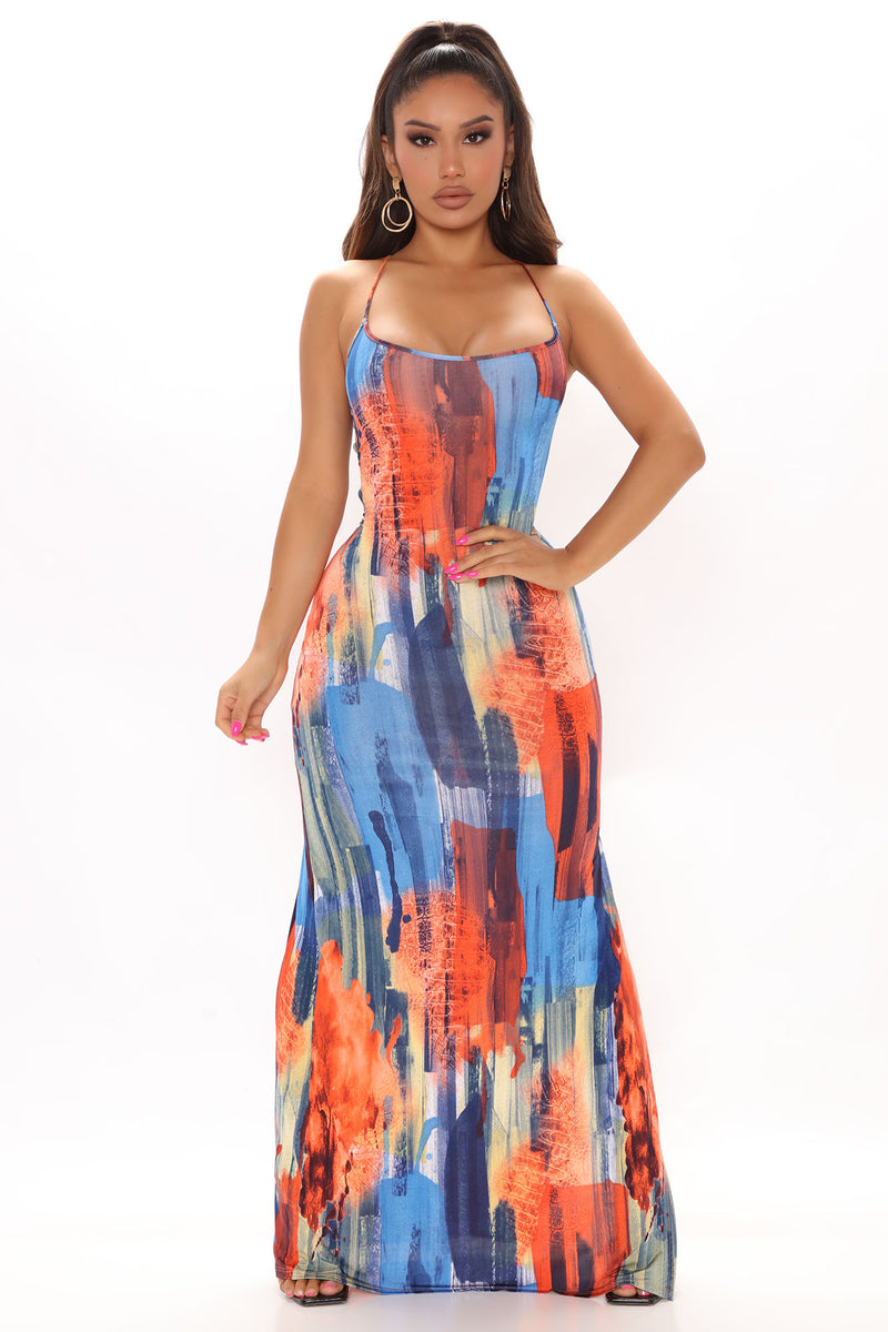 Complete Masterpiece Maxi Dress - Orange/combo | Fashion Nova, Dresses ...