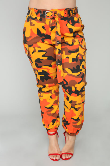 Fashion nova orange hotsell camo pants