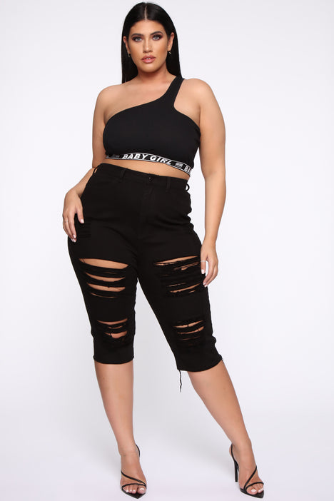 Plus size clearance black distressed shorts
