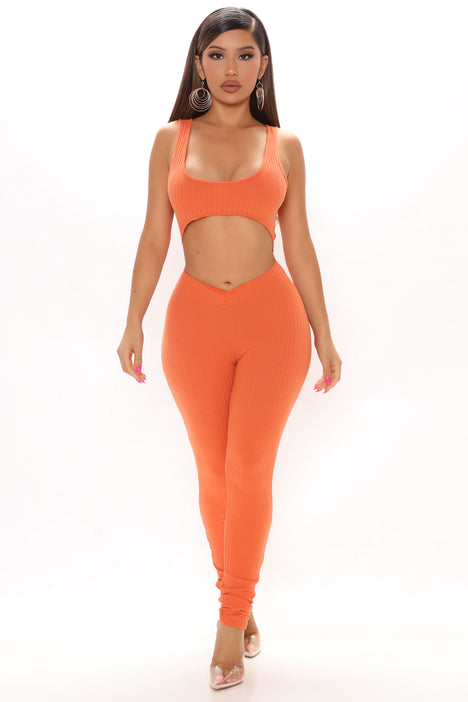 Jodie Ribbed Jumpsuit Orange