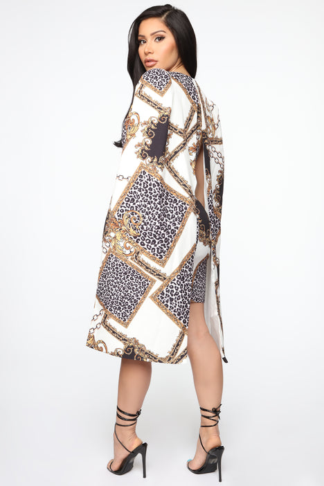 Queens Only Cape Mini Dress White combo