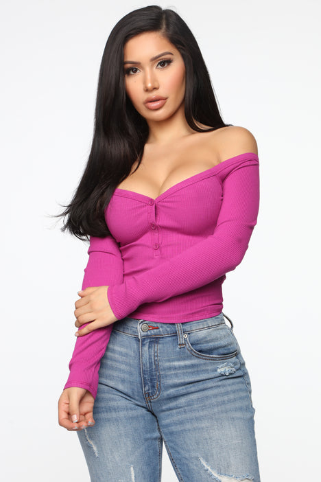 Stay Away Off Shoulder Top Magenta Fashion Nova Knit Tops Fashion Nova