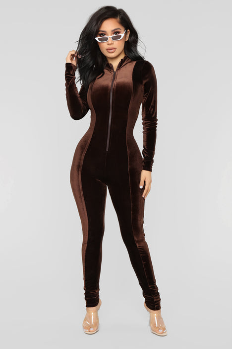 Chocolate velvet jumpsuit 2025