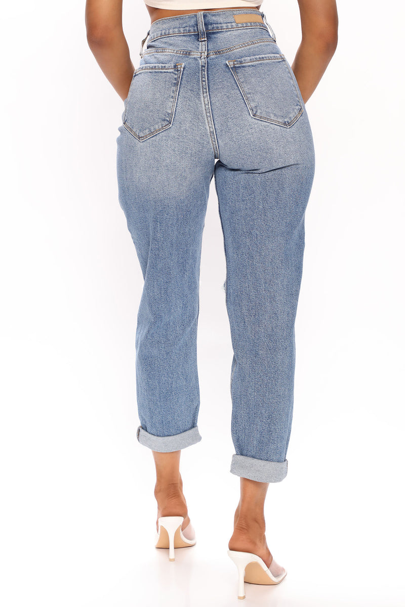 Midsummer High Rise Ripped Mom Jeans - Medium Wash | Fashion Nova ...