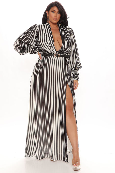 Nora Striped Maxi Dress Black White Fashion Nova Dresses