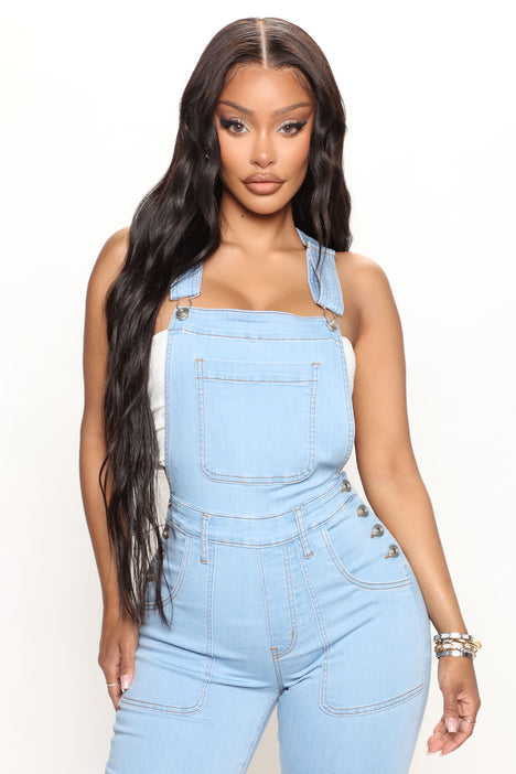 Denim overalls top fashion nova