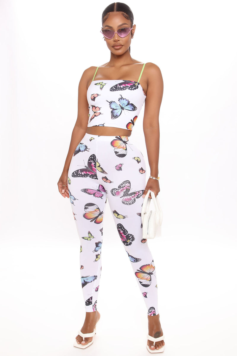 Feeling The Butterflies Pant Set - White/combo | Fashion Nova, Matching ...