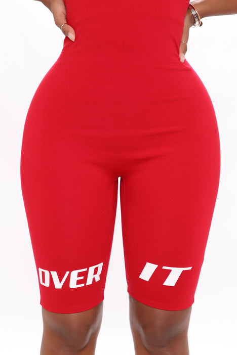 Red biker clearance short romper