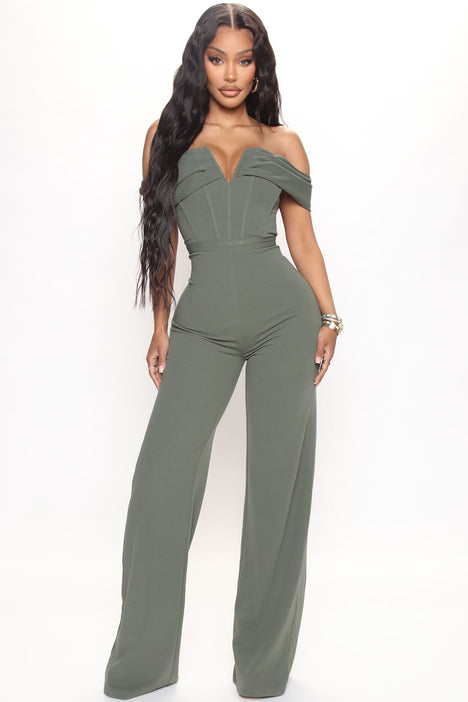 Fashion nova top olive jumpsuit