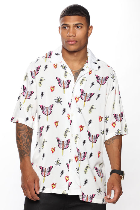 Fashion nova white store button up shirt
