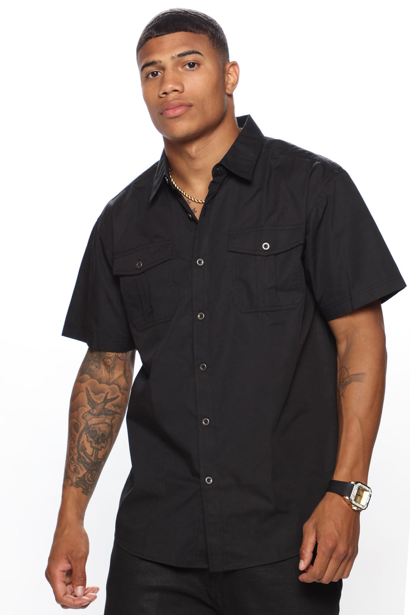 East End Short Sleeve Woven Top - Black | Fashion Nova, Mens Shirts ...