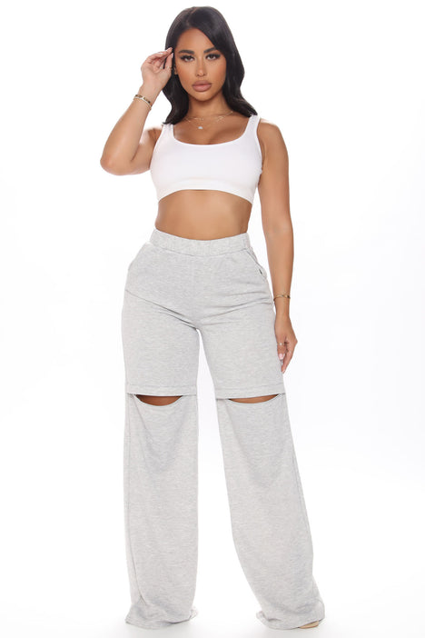 Cut You Off Wide Leg Sweatpants Grey