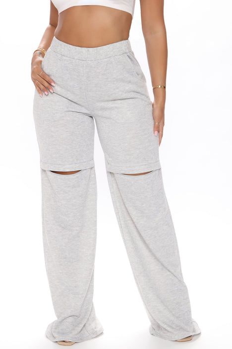 Cut You Off Wide Leg Sweatpants Grey Fashion Nova Pants