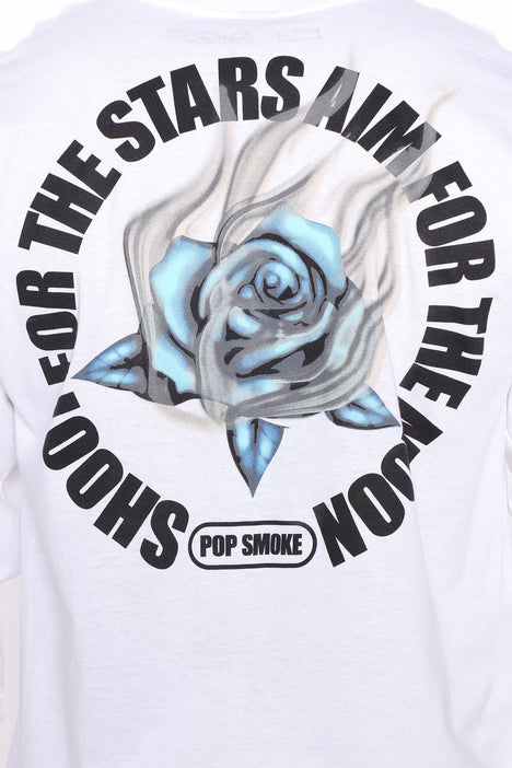 Pop Smoke Shoot For The Stars Long Sleeve Tee White