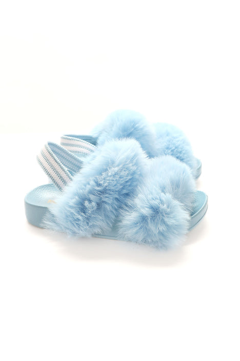 Light blue hot sale fur slides