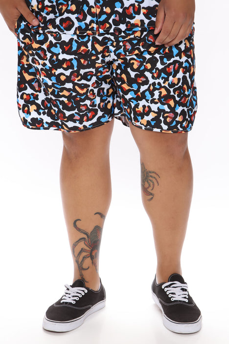 Cheetah print discount swim trunks