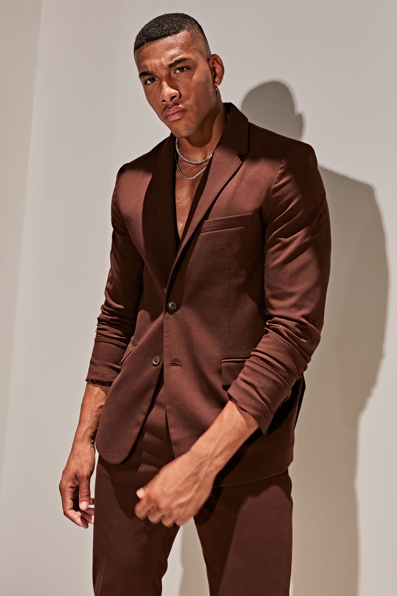 brown suit fashion