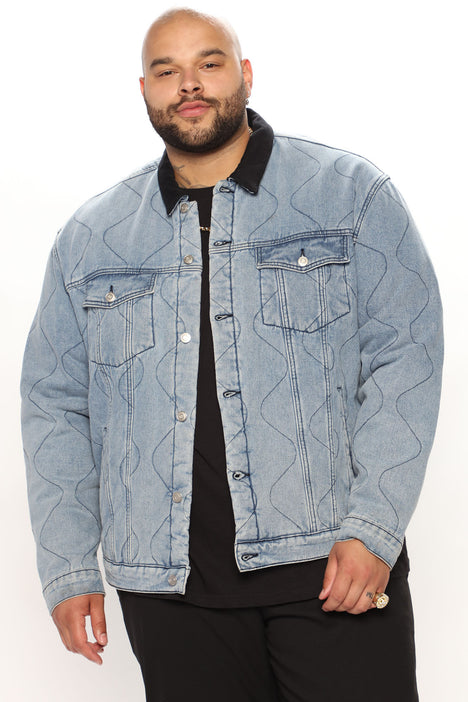 Quilted Denim Trucker Jacket Medium Wash