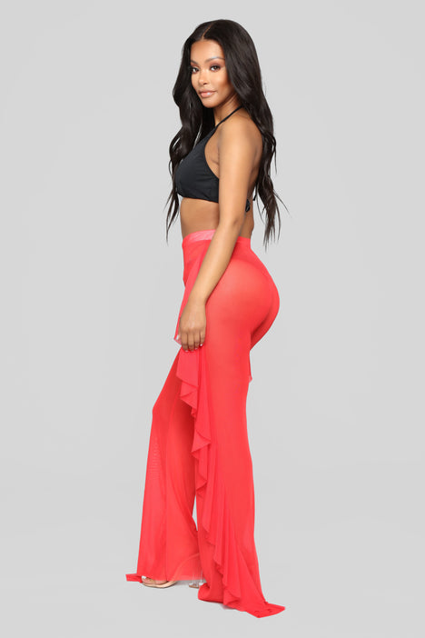 Red cover up 2025 pants