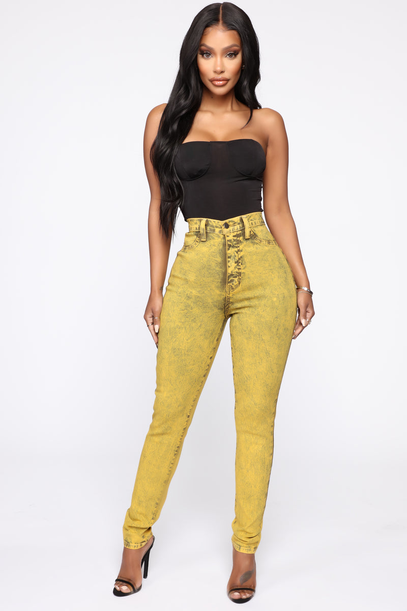 Time For Madness High Rise Skinny Jeans - Mustard | Fashion Nova, Jeans ...