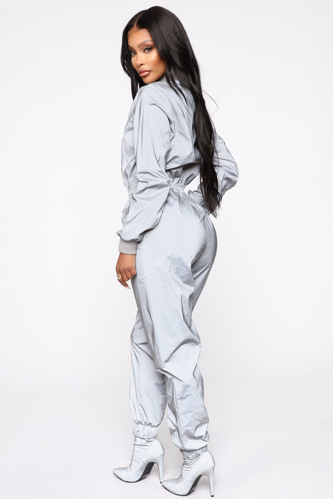 Reflective jumpsuit fashion nova clearance