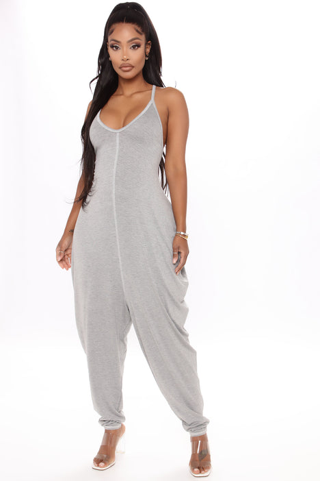 Grey jumpsuit fashion nova outlet