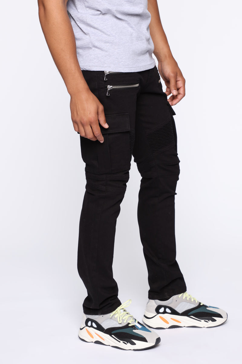 Redline Skinny Cargo Moto Pant - Black | Fashion Nova, Mens Pants ...