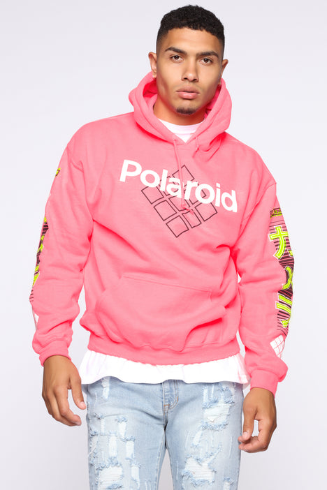 One Step Polaroid Hoodie NeonPink Fashion Nova Mens Graphic