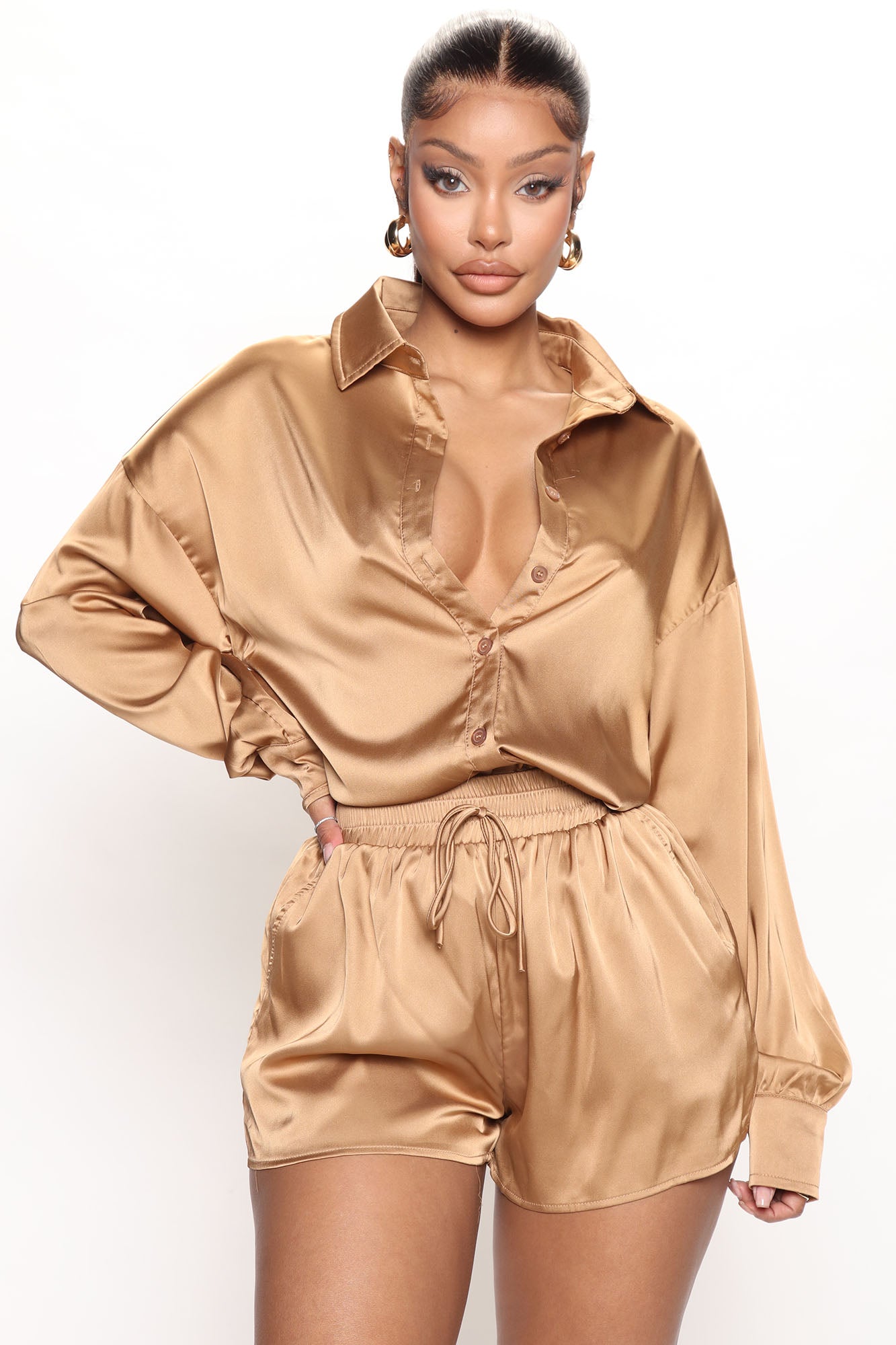 Gold 2025 satin shorts
