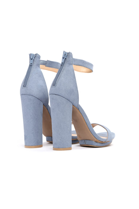 Dusty blue heeled top sandals