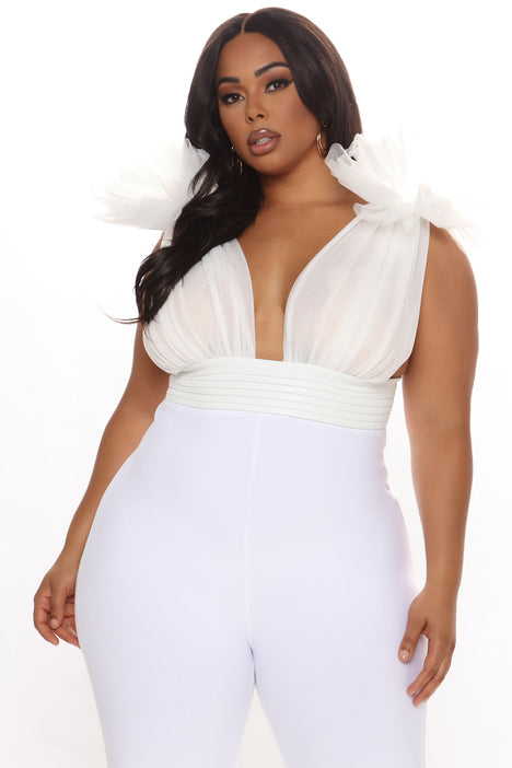 Editorial Bandage Jumpsuit White Fashion Nova Jumpsuits