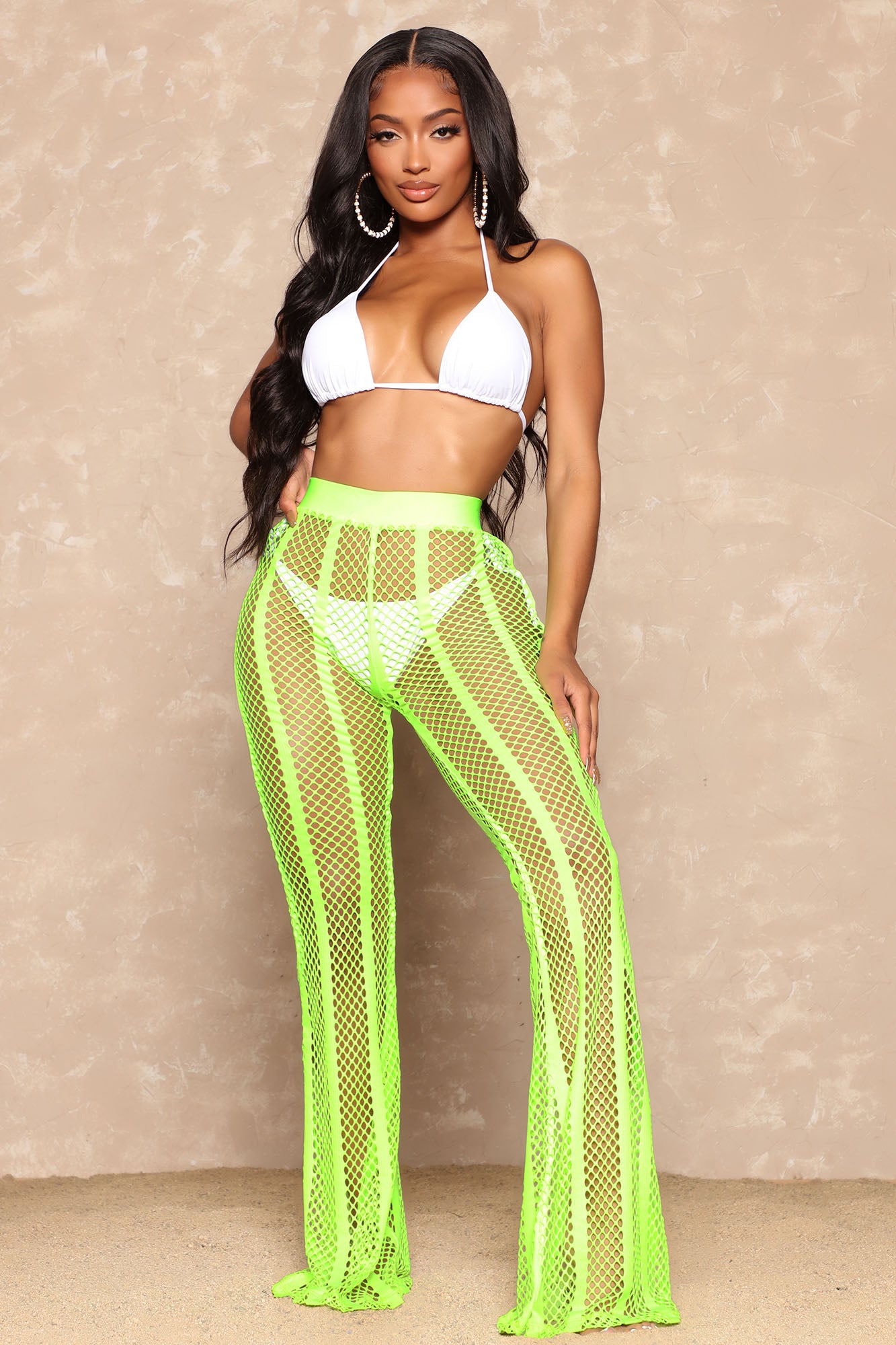 Summer Party Starter Fishnet Cover Up Pants Lime Fashion Nova