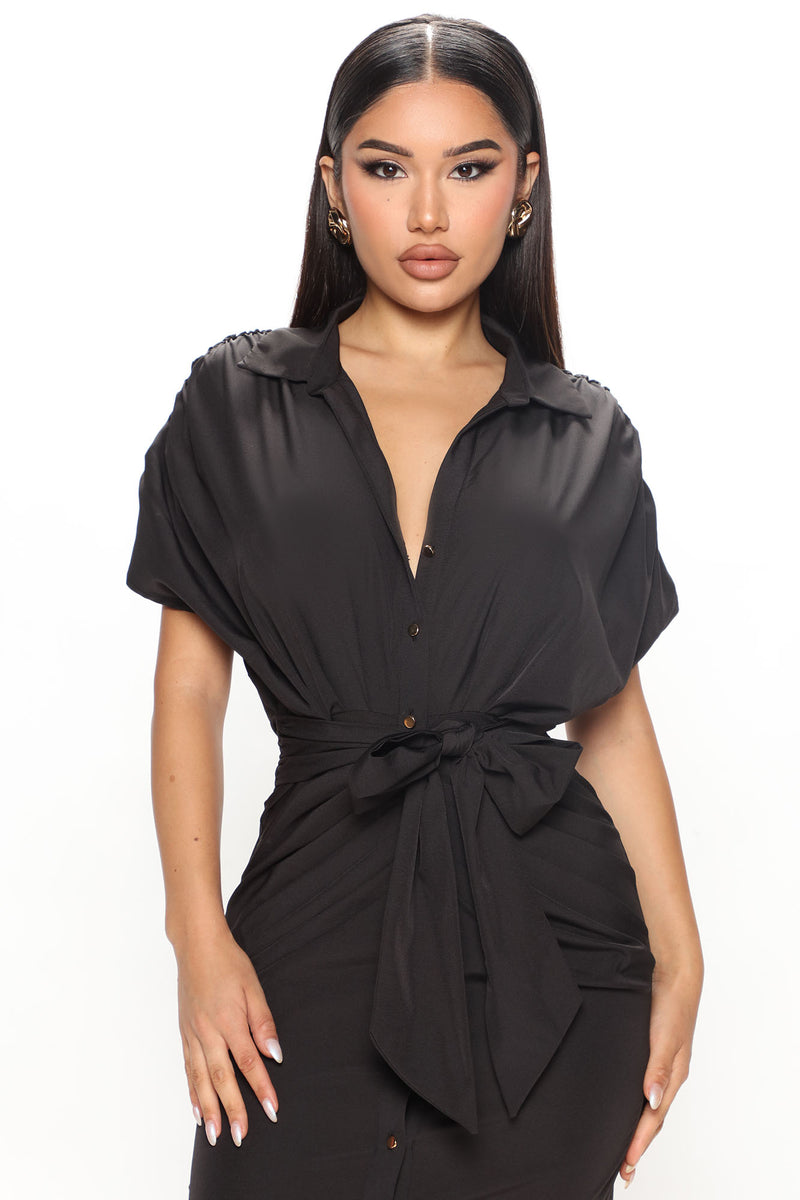 Summer Fridays Midi Shirt Dress Black Fashion Nova, Dresses