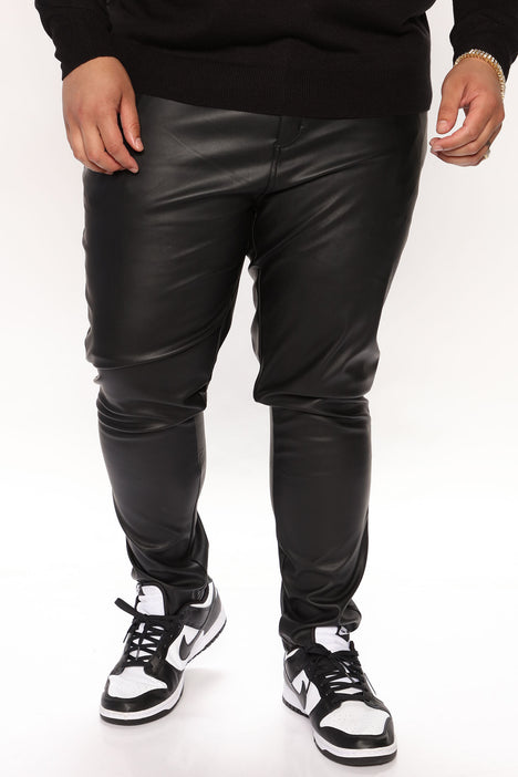 Mens leather cheap skinny jeans