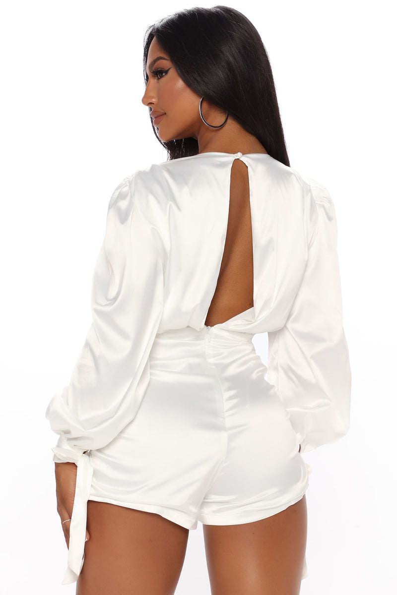 Serena Satin Romper - White | Fashion Nova, Rompers | Fashion Nova