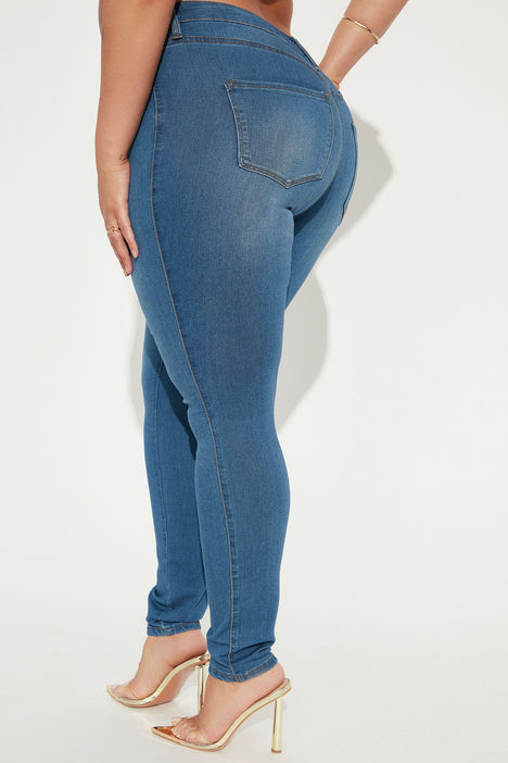 Classic Mid Rise Skinny Jeans Medium Blue Wash