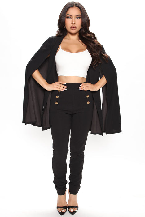 Melianna Cape Blazer Pant Set Black Fashion Nova Matching
